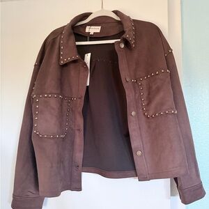 Vigoss Studded Utility Jacket in Brown